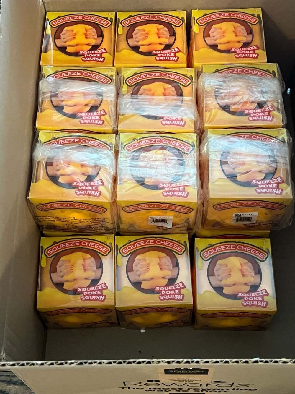 Lot of 21 Giggle Zone Squeeze Cheese Poke Squish Toy Stress Relief Block
